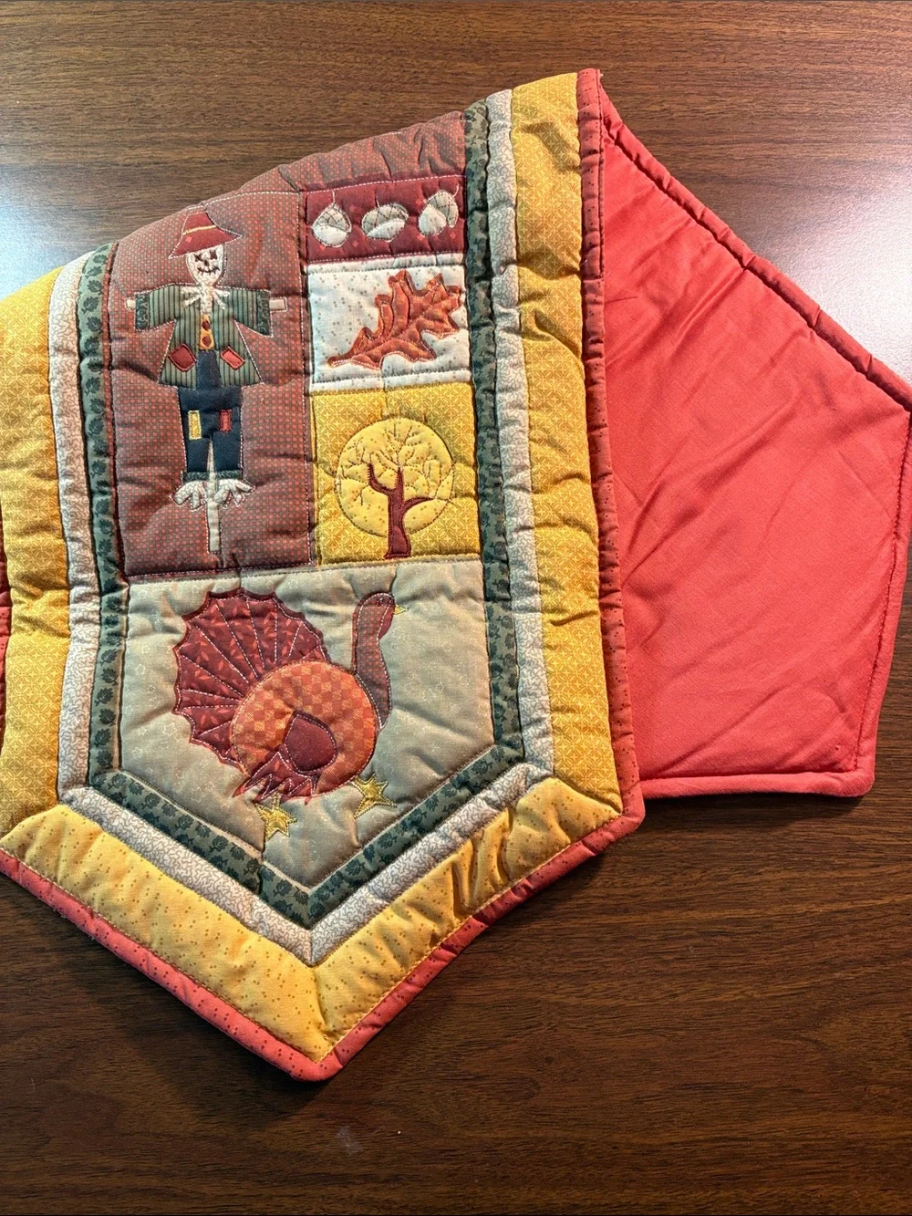 Autumn Harvest Quilted Table Runner - Red & Gold